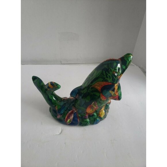 Paper mache original hand made Dolphin Glass dolphin - Picture 4 of 6